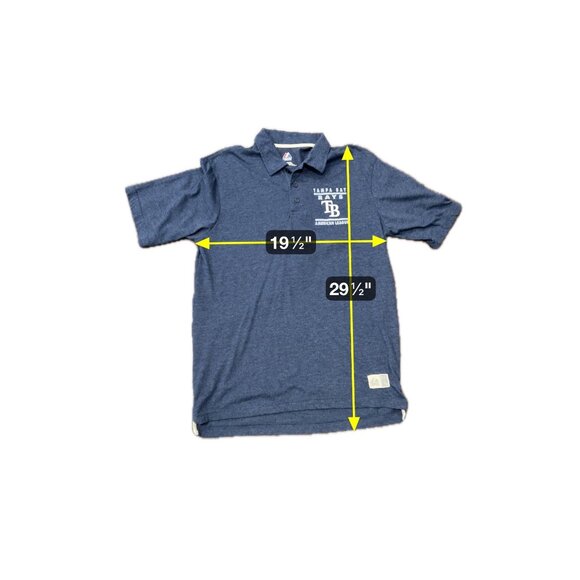 Tampa Bay Rays Majestic Polo Shirt Blue Cotton Polyester Blend Sz Large - Picture 6 of 8